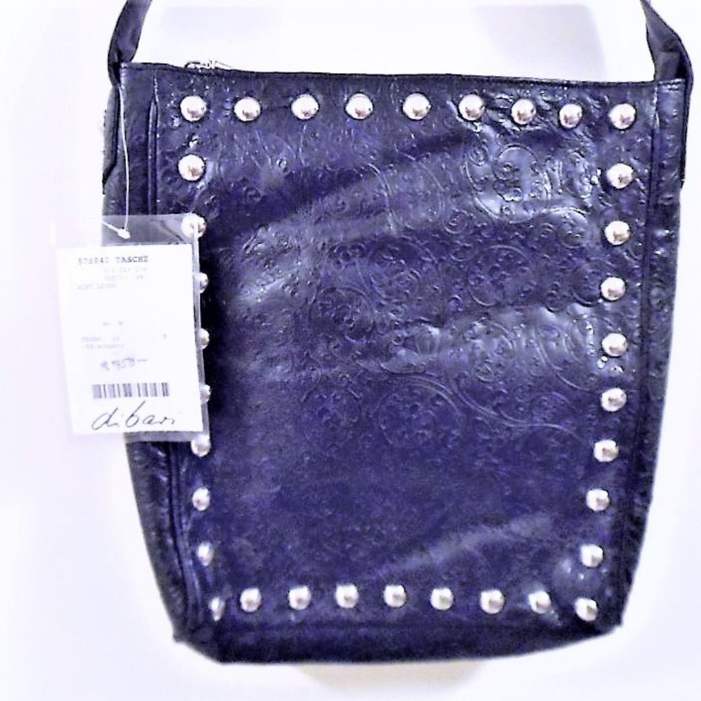 DIBARI LAMMNAPPA LEATHER HAND BAG  DE LUXE NAVY  NWT